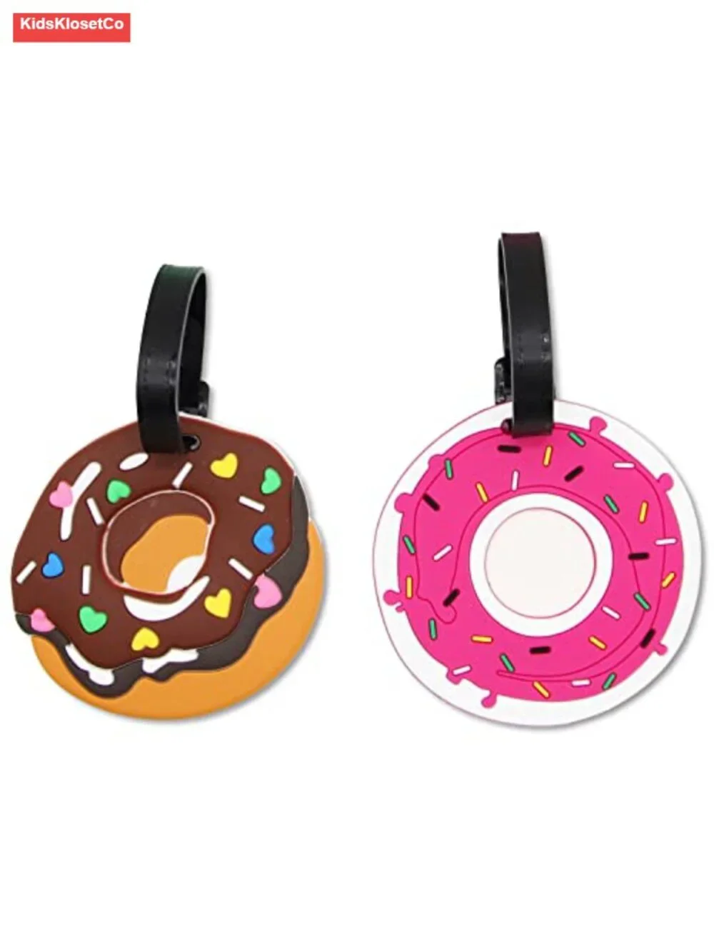 Silicone Luggage Tags with Adjustable Straps for Suitcases, 2-Pack, Doughnut
